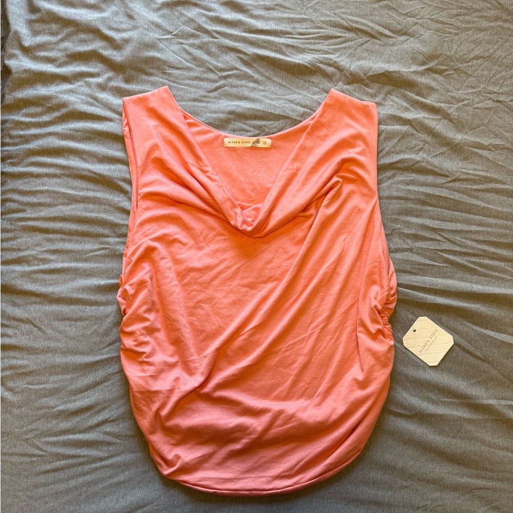 Altar'd State Coral Sleeveless Draped Tank